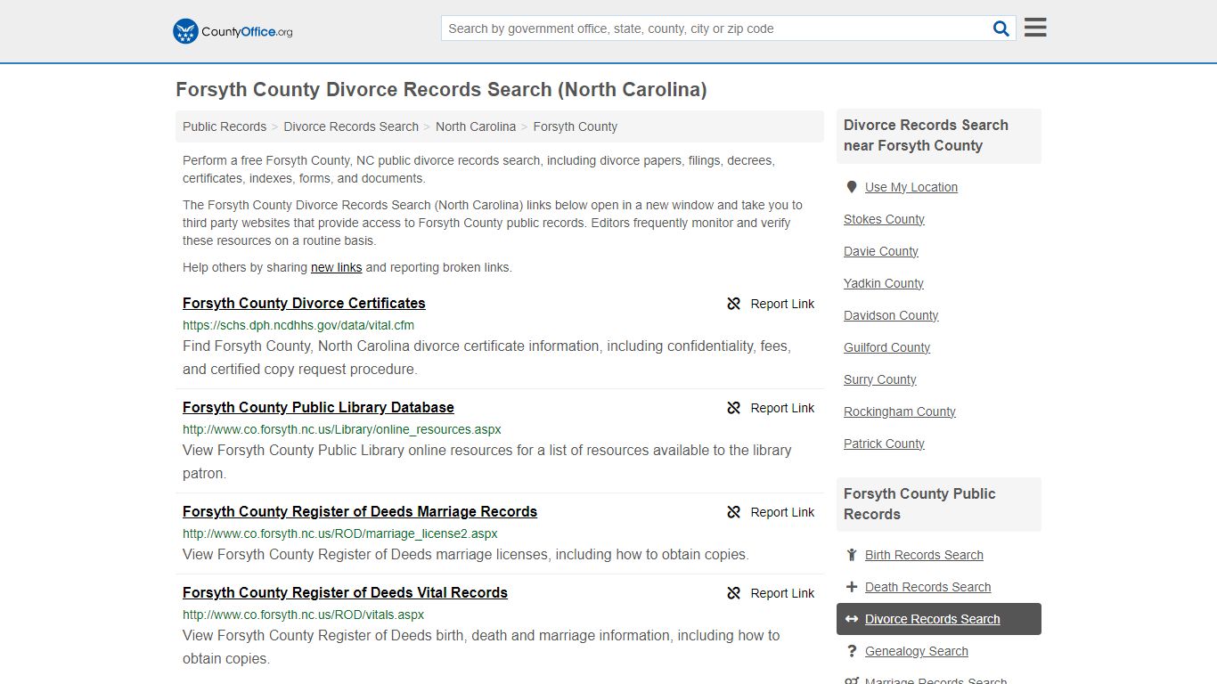 Forsyth County Divorce Records Search (North Carolina) - County Office